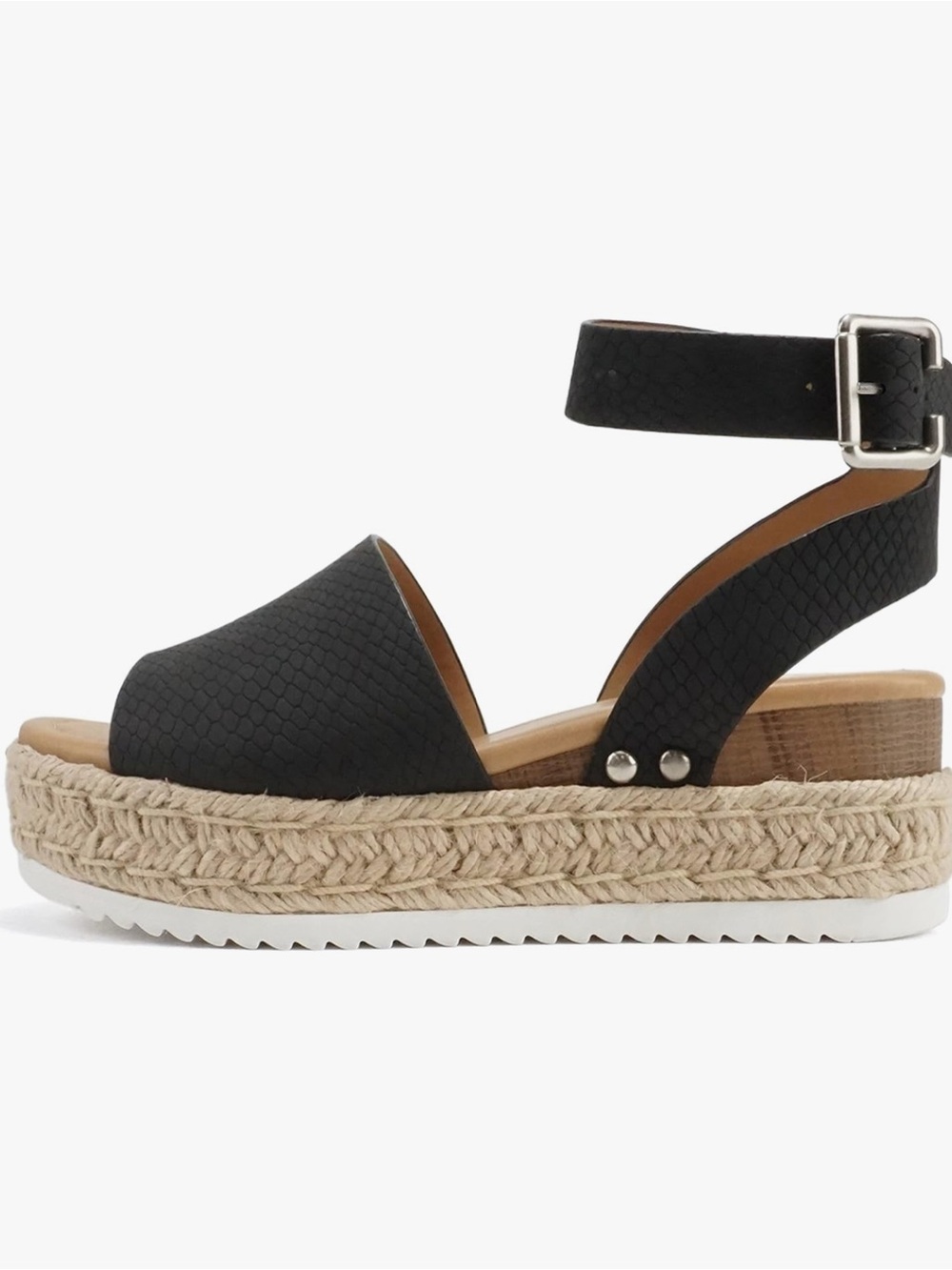 Soda Women's Platform Sandal - Topic - Black Cobra Nubuck - New